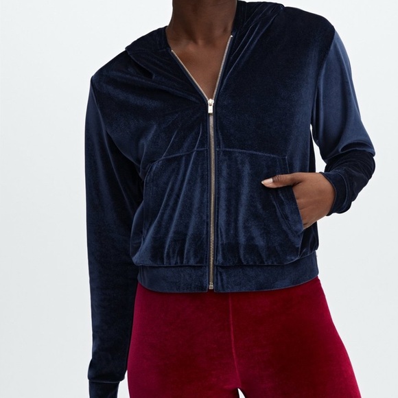 Fabletics Jackets & Blazers - Fabletics Midnight Blue Velvet Donna Velour Hoodie